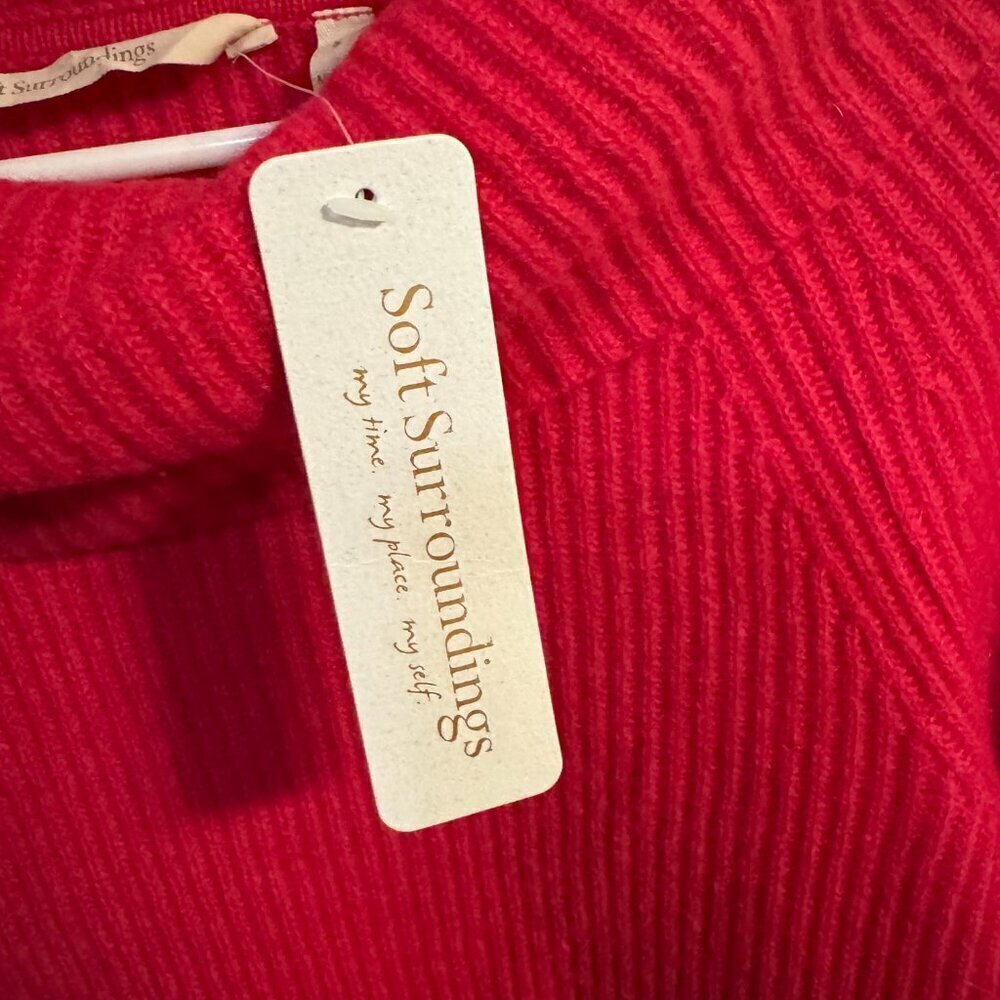 Soft Surroundings Valentine Rose Cashmere Ribbed Cowl Neck Sweater size S NEW - Picture 3 of 6